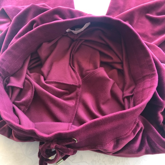 Michael Kors Burgundy Velvet Drawstring Sweatpants Women’s Size L Elastic Waist - Picture 15 of 16